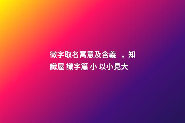 微字取名寓意及含義，知識屋 識字篇 小 以小見大-第1張-觀點-玄機派